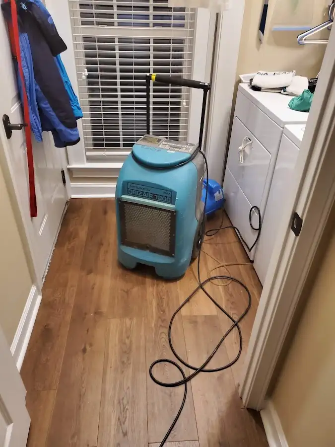 Commercial dehumidifier deployed for Flood Damage Cleanup in Montague